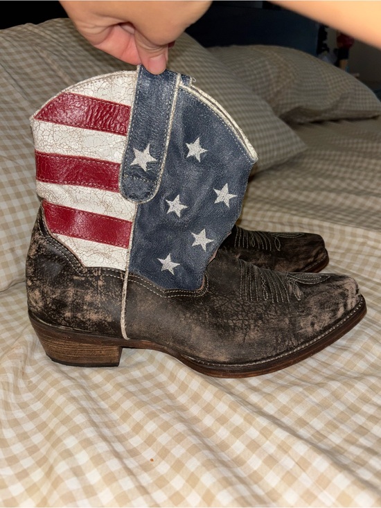 Shoes - American Flag Western Cowboy Boots - Red White Blue